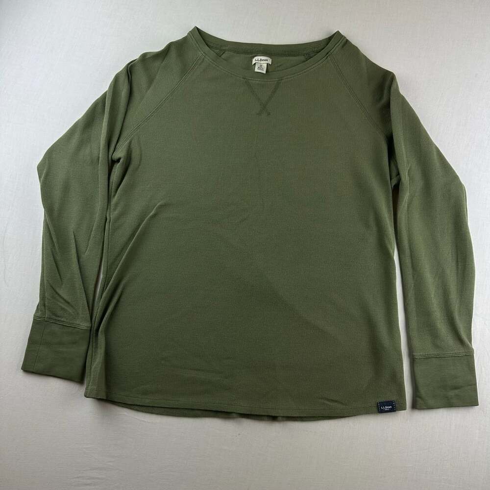 L.L.Bean Long Sleeve Thermal Crewneck in Army Green
